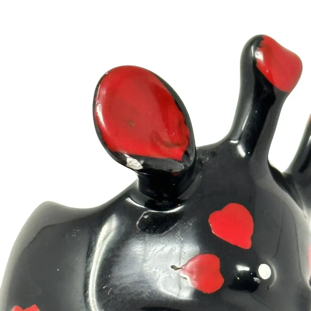 Black Giraffe Red Hearts Ceramic Toothbrush Holder Bud Vase